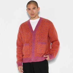 Men's Original Use Pink Orange V-Neck Cardigan Sweater Sz XL NWT